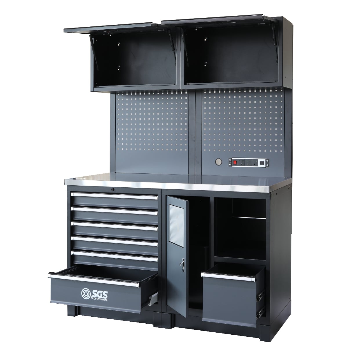 SGS Pro 6 Pc Heavy Duty Storage System with Powerstrip | Bin Unit